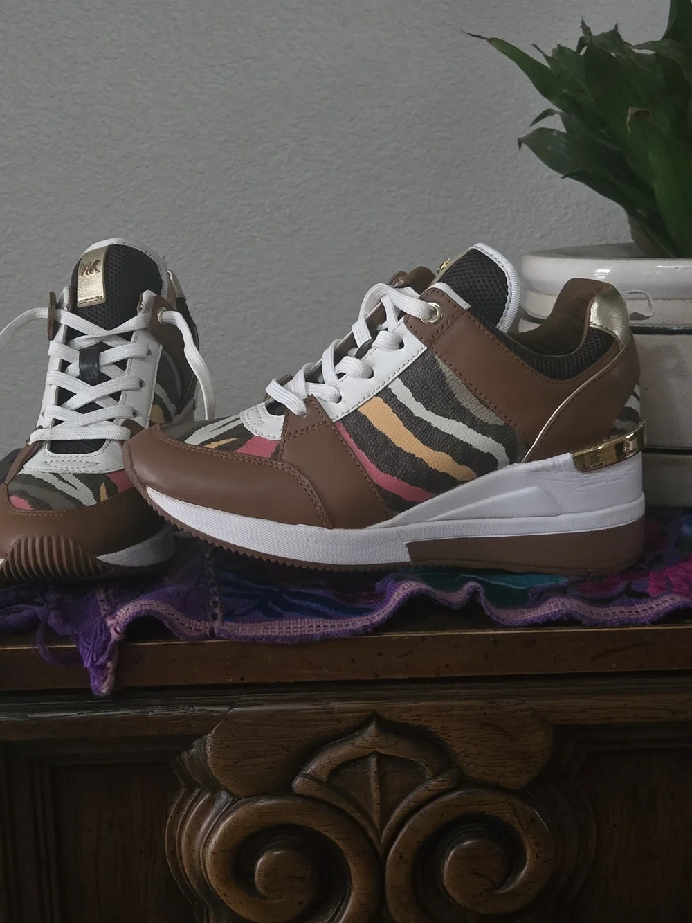 Michael Kors Brown Multicolor Platform Sneaker